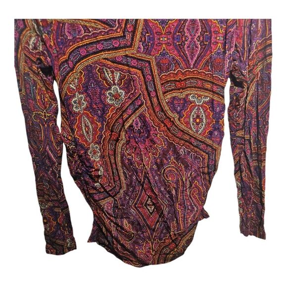 LAUREN RALPH LAUREN Long Sleeve Paisley Ruched Side Blouse - Size Large - Picture 5 of 8